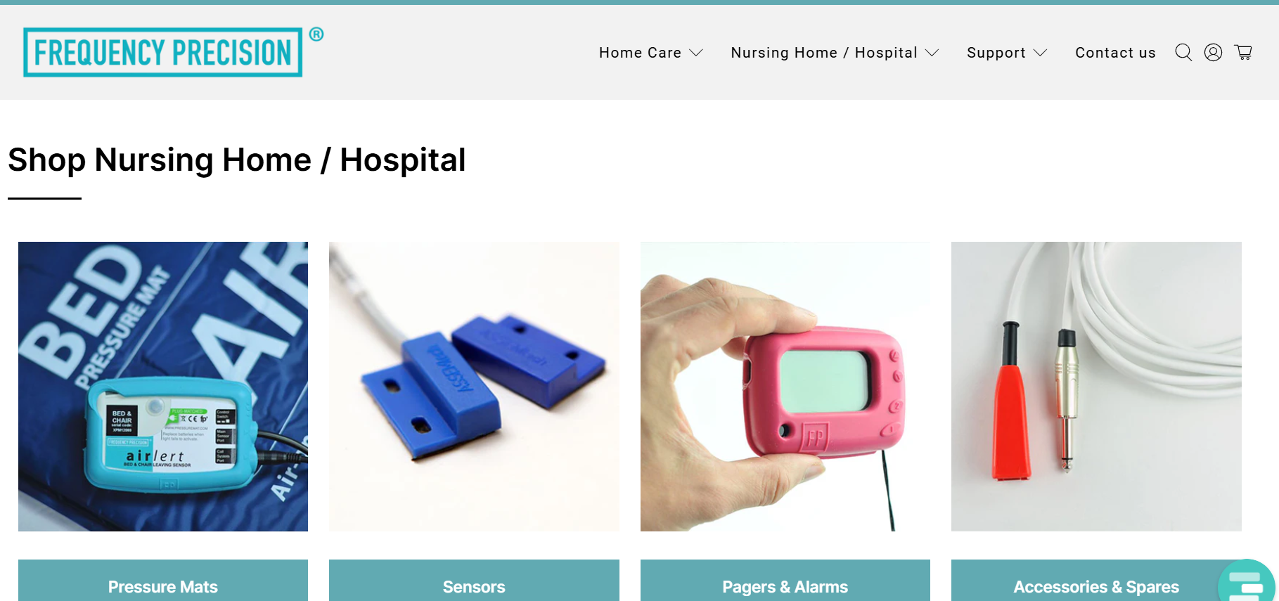 Frequency Precision shop: Pressure mats, Sensors, Pagers and alarms, Accessories and spares